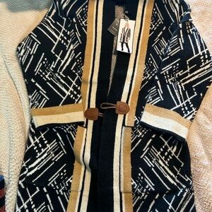 Vertigo Paris Black and Brown Geometric Cardigan